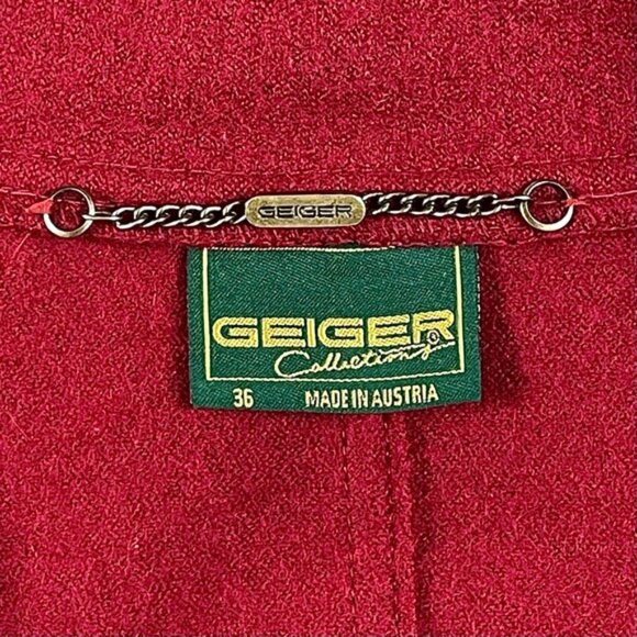 Geiger Austria Vintage Red Boiled Wool Full Length Classic Overcoat Size 36 - Picture 12 of 15